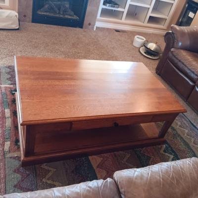 WOODLEY'S 2 TIER SOLID WOOD COFFEE TABLE WITH A DRAWER