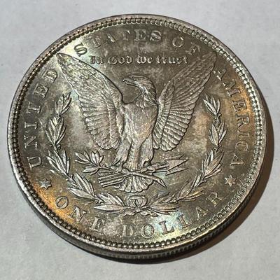 1890-P NICE ORIGINAL TONED UNCIRCULATED MORGAN SILVER DOLLAR AS PICTURED.