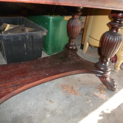 Vintage Mahogany Edwardian Table with Stretcher Shelf
