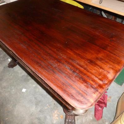 Vintage Mahogany Edwardian Table with Stretcher Shelf