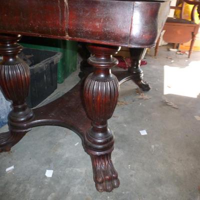 Vintage Mahogany Edwardian Table with Stretcher Shelf