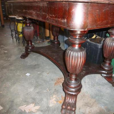 Vintage Mahogany Edwardian Table with Stretcher Shelf