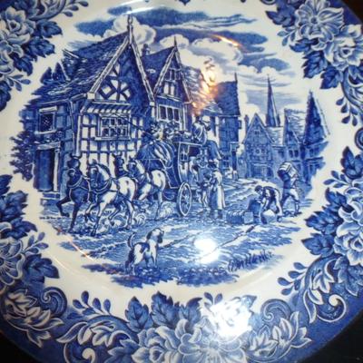 Collection of Five Blue and White Plates