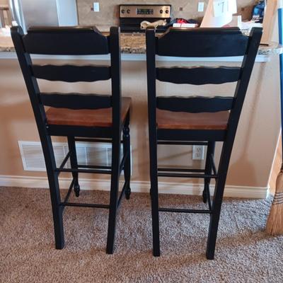 2 - TWO TONE WOODEN BAR STOOLS
