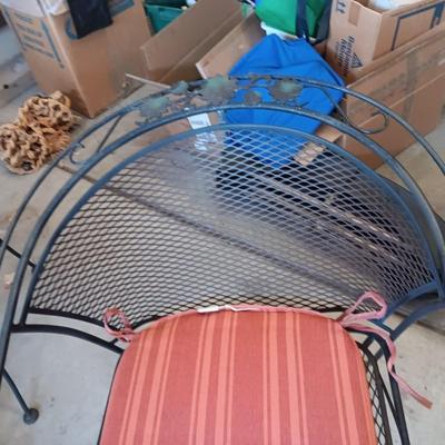 WROUGHT IRON MESH PATIO TABLE AND 4 CHAIRS