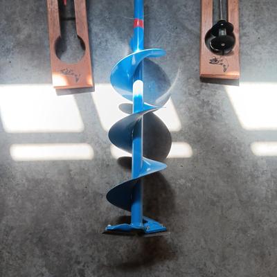 ICE FISHING HAND AUGER AND 2 POLAR II FISHING POLES