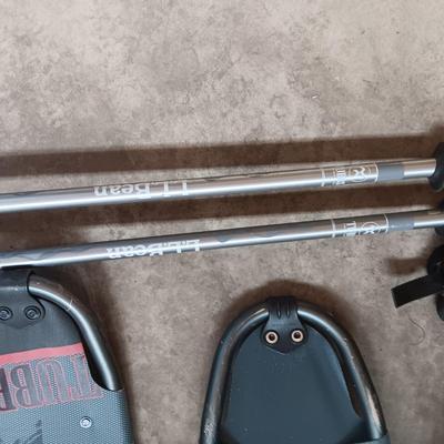 TUBBS WILDERNESS 30 SNOWSHOES, LL BEAN POLES AND CARRY BAG