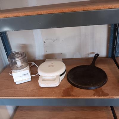 WAGNER'S CAST IRON TORTILLA WARMER, WAFFLE IRON AND MINI PREP PROCESSOR