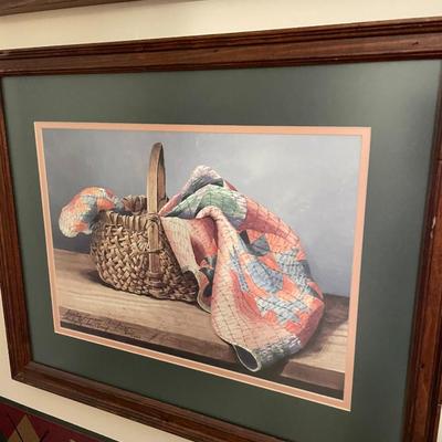 Pair of Framed Basket Prints, Signed Sandy Lyman Clough and Numbered