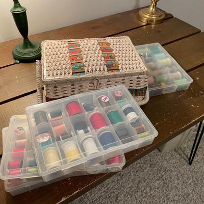 Sewing Box with Assorted Bobbins of Threads