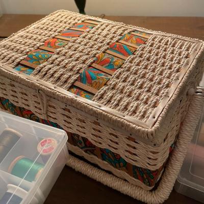 Sewing Box with Assorted Bobbins of Threads