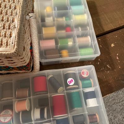 Sewing Box with Assorted Bobbins of Threads