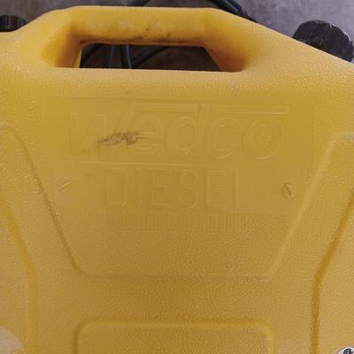 AUTO JUMPER CABLES AND A PLASTIC DIESEL FUEL CARRIER