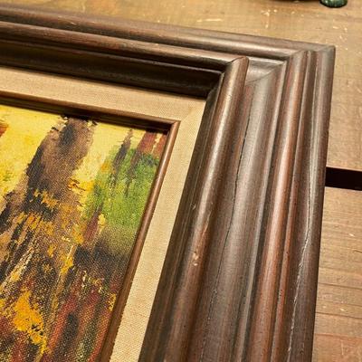 Framed Autumnal Forest Oil on Canvas, Signed Janelle Watson.