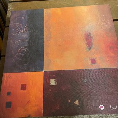 Unframed Abstract Oil on Canvas Painting, Signed Li Leger