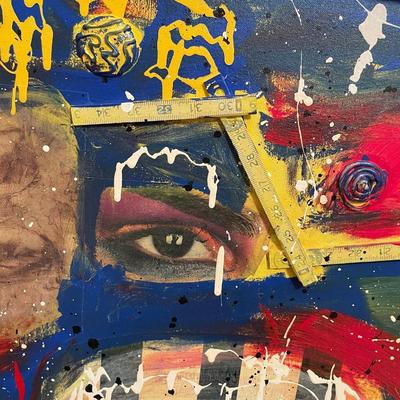 Framed Original Tom Roddy Abstract Mixed Media and Oil on Canvas