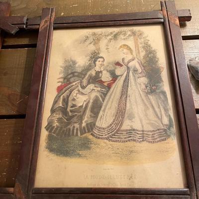 Antique Framed La Mode Industrée Magazine Portraits