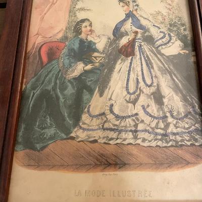 Antique Framed La Mode Industrée Magazine Portraits