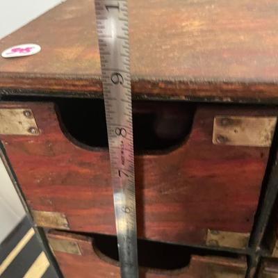 Wood and Brass Cubby Boxes
