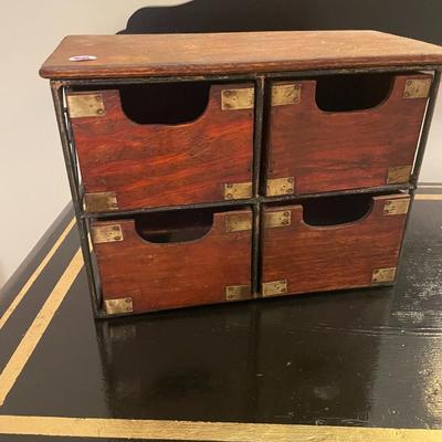 Wood and Brass Cubby Boxes