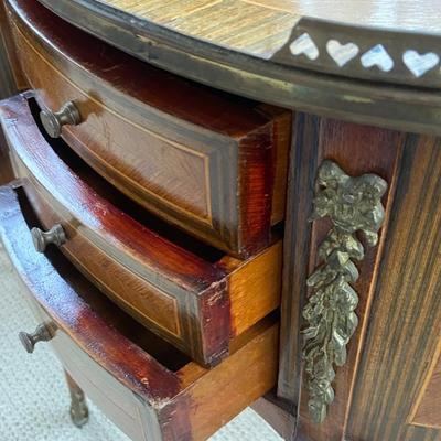 Antique French Side Tables with Three Drawers