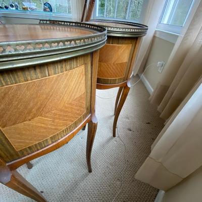 Antique French Side Tables with Three Drawers
