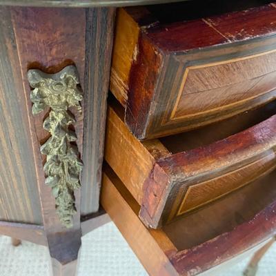 Antique French Side Tables with Three Drawers