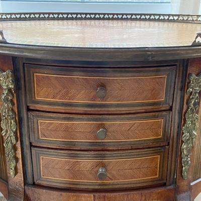 Antique French Side Tables with Three Drawers