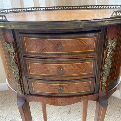 Antique French Side Tables with Three Drawers