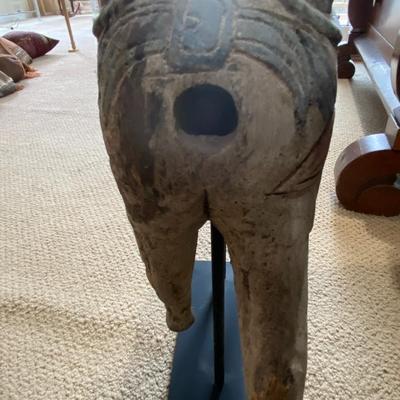 Vintage Hand-Carved Asian-Style Wooden Horse Statue