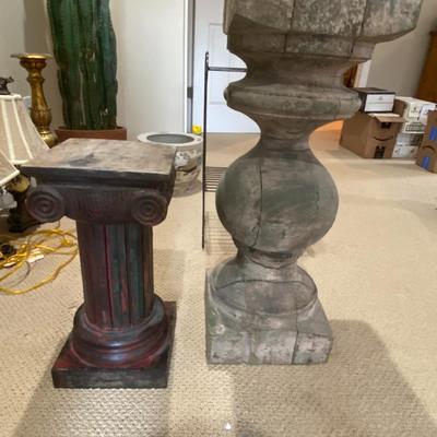 Pair of Carved Wooden Pedestals