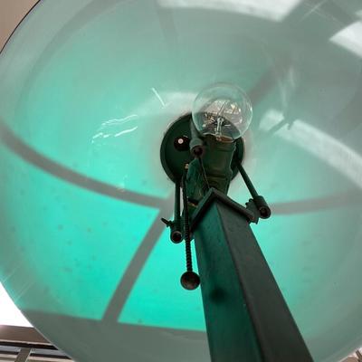Vintage Green Glass and Metal Lamp
