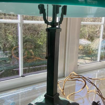 Vintage Green Glass and Metal Lamp