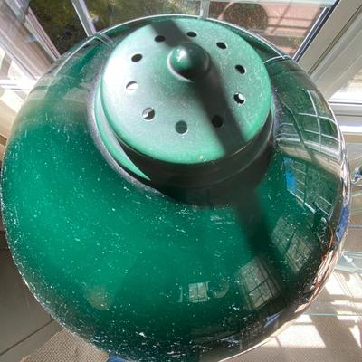 Vintage Green Glass and Metal Lamp