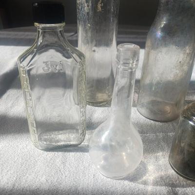 5 OLD GLASS BOTTLES