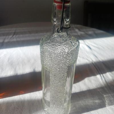 VINTAGE LIQUOR BOTTLE FROM GERMANY AND 2 GROLSCH BEER BOTTLES WITH CLAMP TOPS