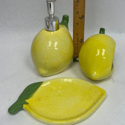 Ceramic Lemon Citrus Fruit Bathroom Accessory Decor