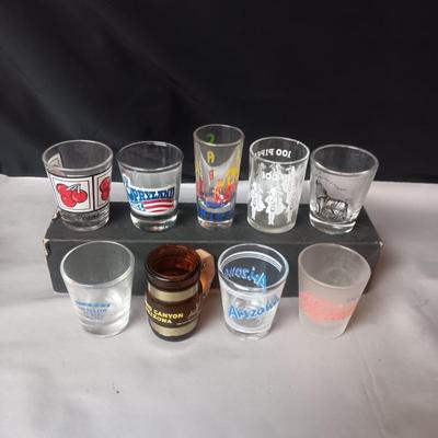 9 VINTAGE SHOT GLASSES