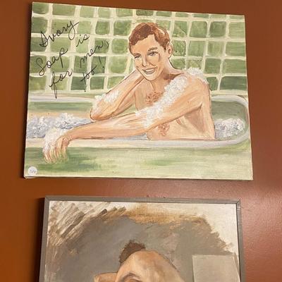 Unframed Oil on Canvas "Ivory is for Men" Painting, Unsigned