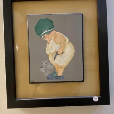 Framed Oil on Canvas "Honest Weight" Painting, Signed Judy
