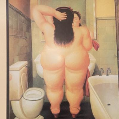 Framed Print of "The Bath" by Fernando Botero, unsigned and unnumbered