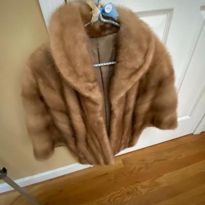 Vintage Monogrammed Mink Shawl, No Tag