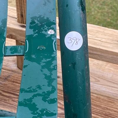 Green Metal Patio Bouncer Chairs and Table