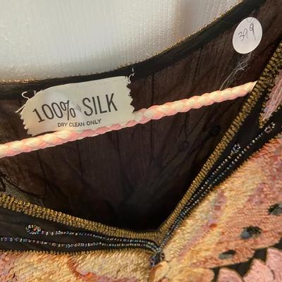 90s Vintage Sequin/Beaded Butterfly Silk Top