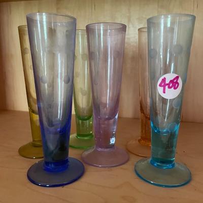 Set of Six Assorted Colors Apertif Glasses
