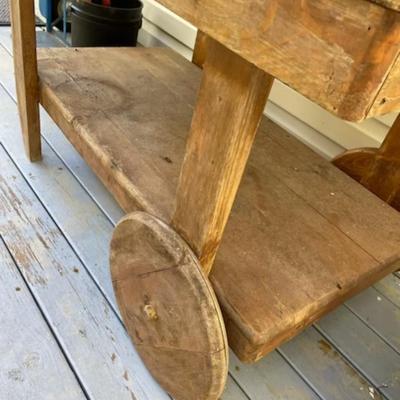 Wooden Potting Bench and Terracotta Planters