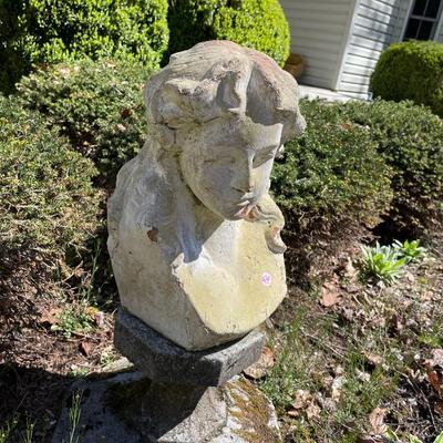 Concrete Bust w Stand