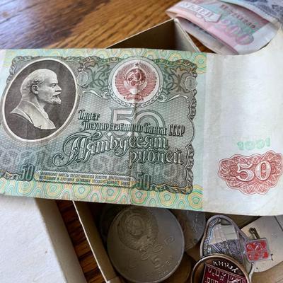 Vintage Soviet/USSR/Russian Currency and Enamel Pins