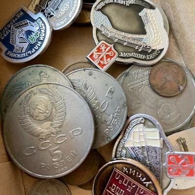 Vintage Soviet/USSR/Russian Currency and Enamel Pins