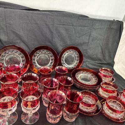 Franciscan Tiffen American Ruby Thumprint set